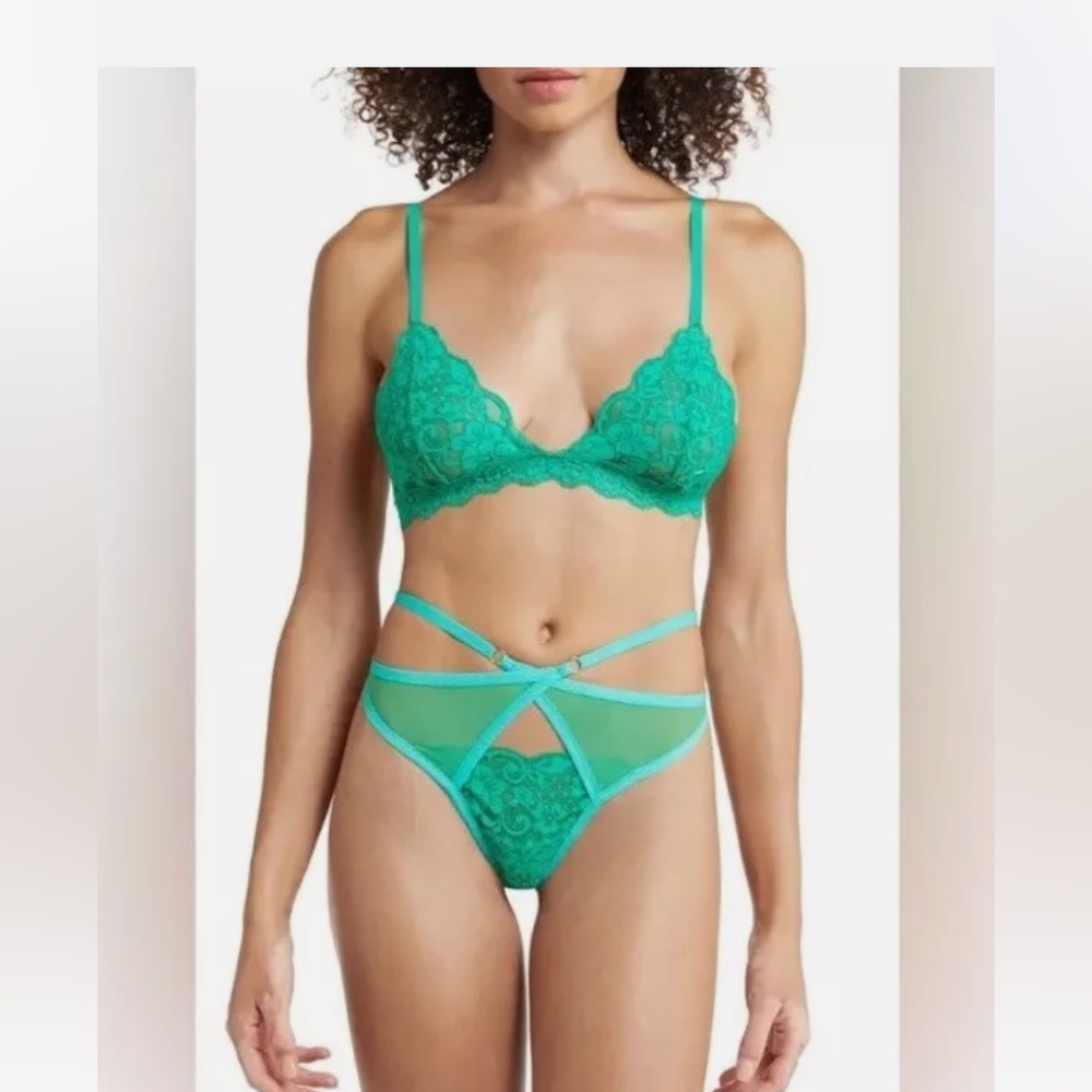 We Are HAH / Free People, Strap Up Panty, Color: Emerald Size: Large, NWT